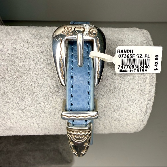 Brighton-Bracelet Bandit Light Blue Leather-Silver-Adjustable 7.5-8in-NWT - Picture 5 of 10